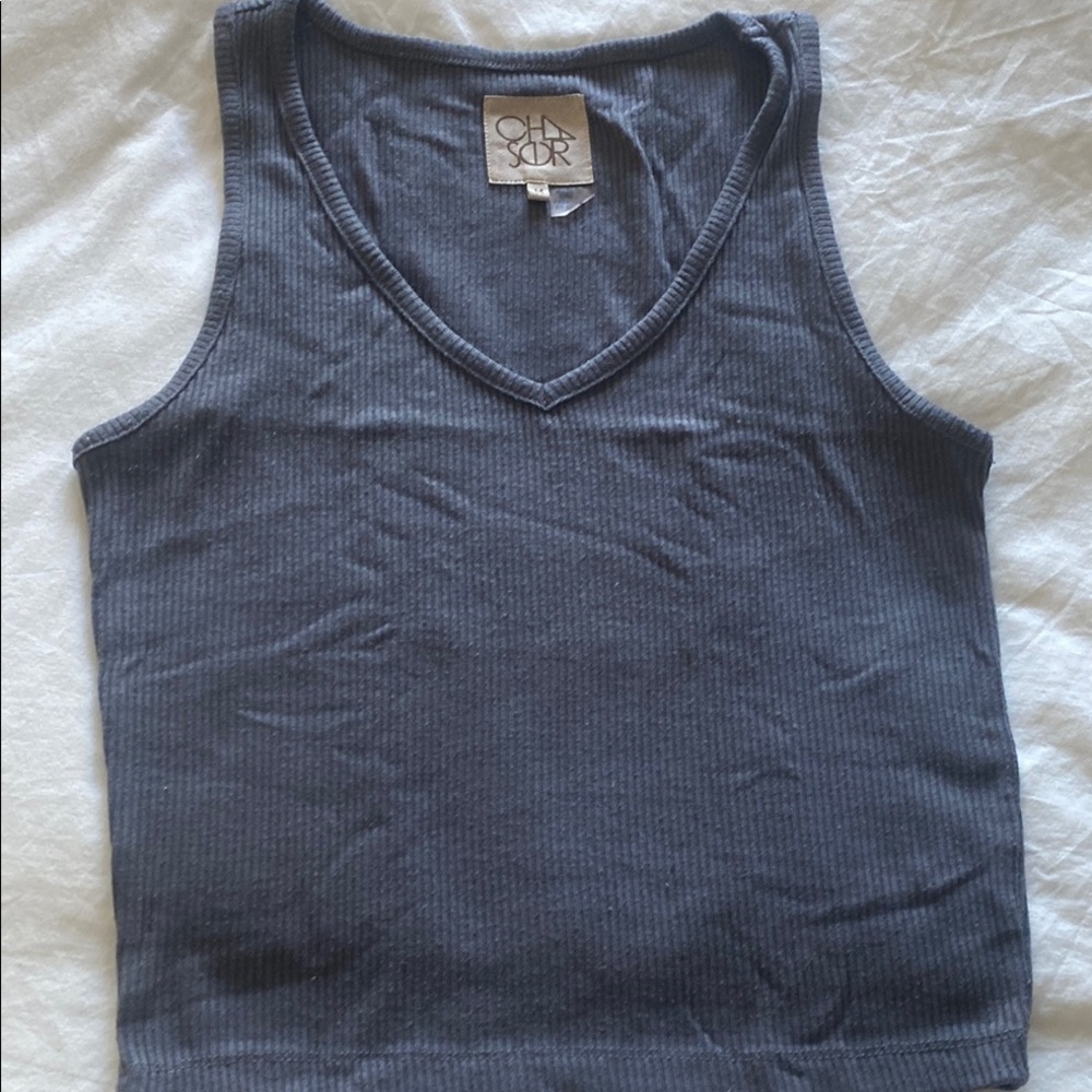 Women's Gray Ribbed Tank Top